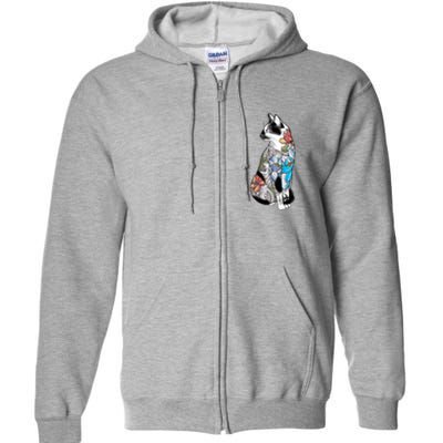 Cat In Lotus Tattoo Full Zip Hoodie