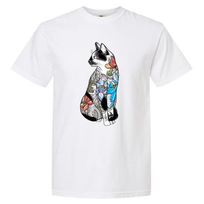 Cat In Lotus Tattoo Garment-Dyed Heavyweight T-Shirt