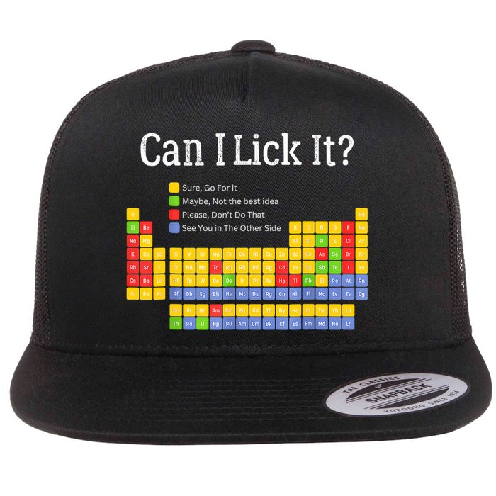 Can I Lick It Periodic Table Teacher Student  Flat Bill Trucker Hat