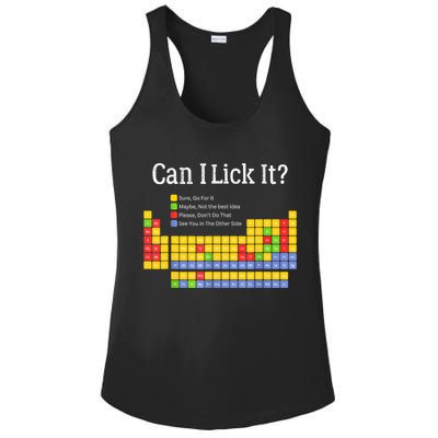 Can I Lick It Periodic Table Teacher Student  Ladies PosiCharge Competitor Racerback Tank