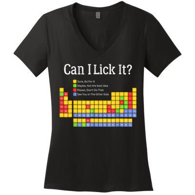 Can I Lick It Periodic Table Teacher Student  Women's V-Neck T-Shirt