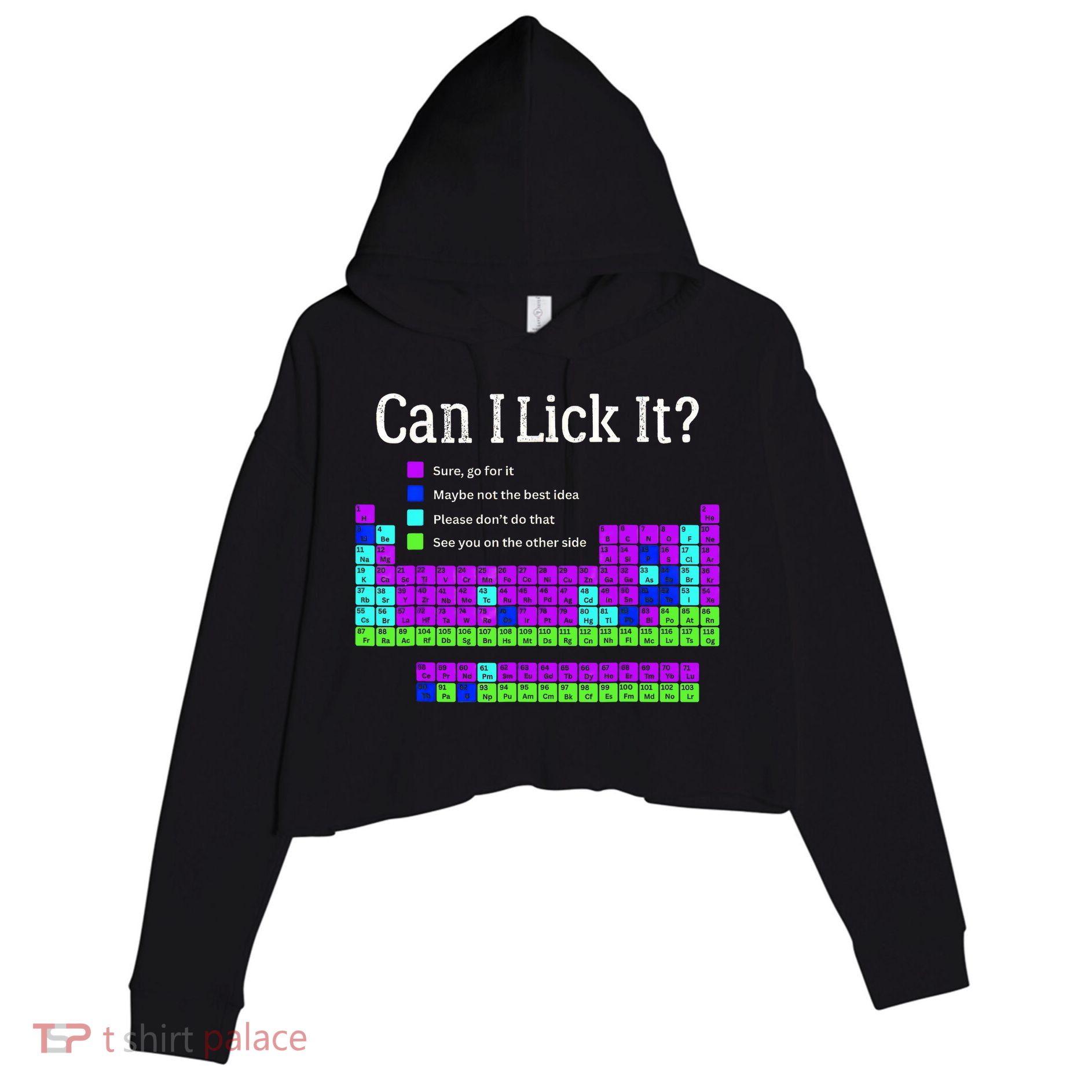 Can I Lick It Periodic Table Teacher Student Crop Fleece Hoodie