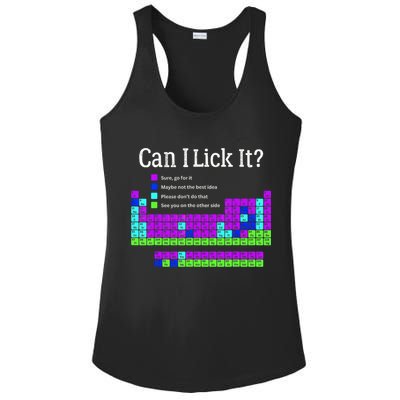 Can I Lick It Periodic Table Teacher Student Ladies PosiCharge Competitor Racerback Tank