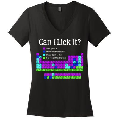 Can I Lick It Periodic Table Teacher Student Women's V-Neck T-Shirt