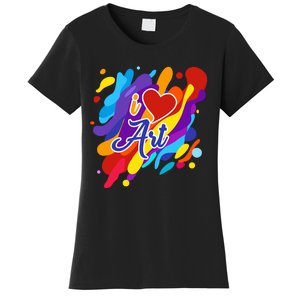 Cool I Love Art Teacher Artist Gift Supplies Women's T-Shirt