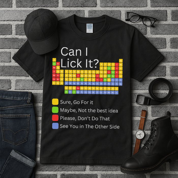 Can I Lick It Funny 100 Days Of School Periodic Table Tall T-Shirt