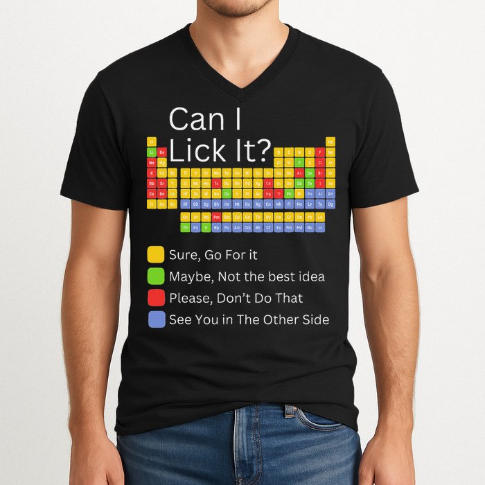 Can I Lick It Funny 100 Days Of School Periodic Table V-Neck T-Shirt