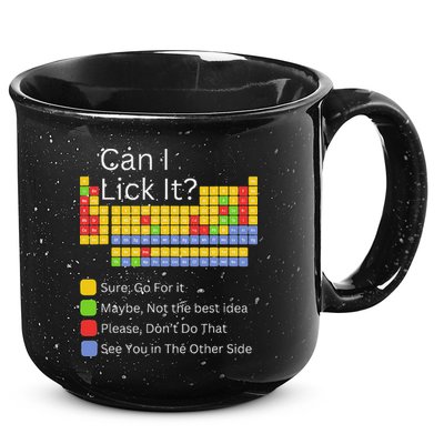 Can I Lick It Funny 100 Days Of School Periodic Table 15oz Campfire Ceramic Mug