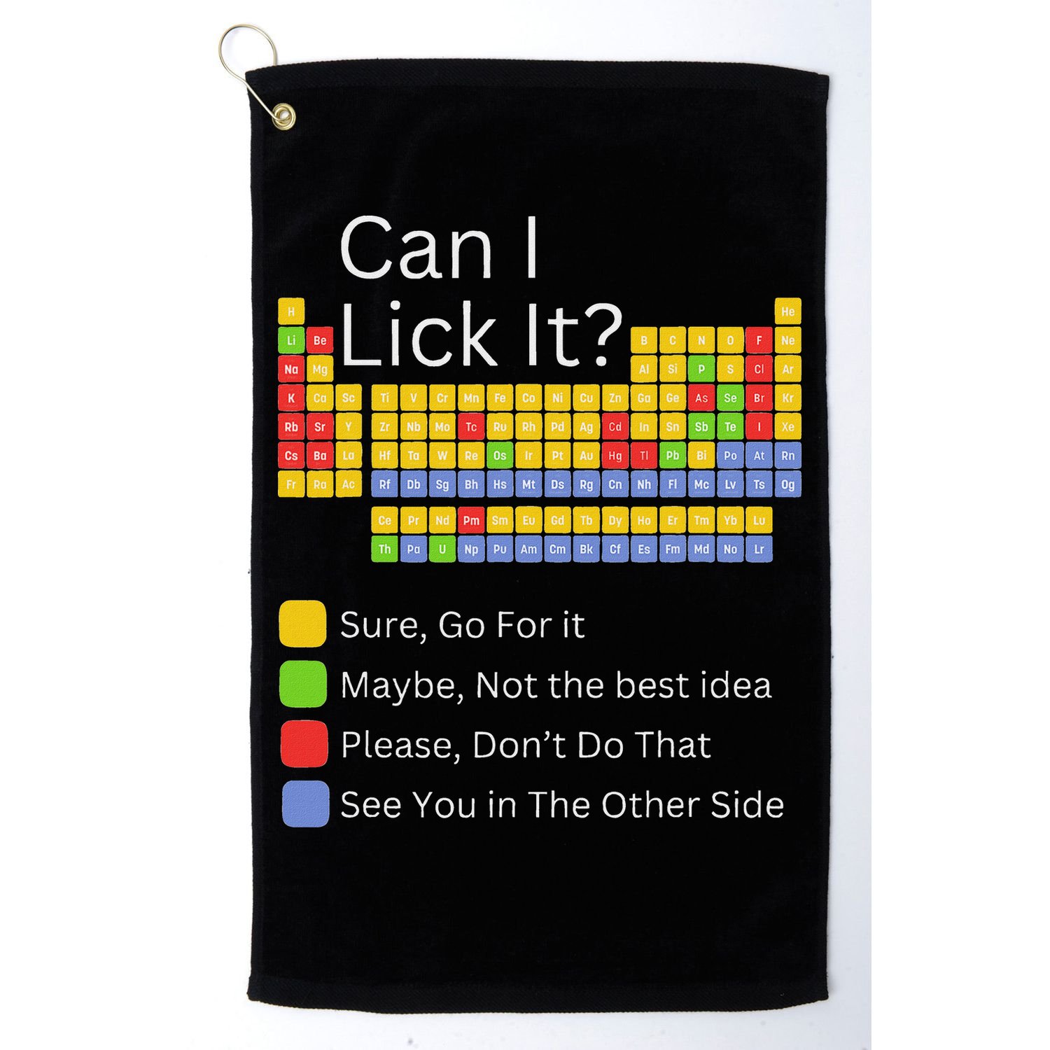 Can I Lick It Funny 100 Days Of School Periodic Table Golf Towel