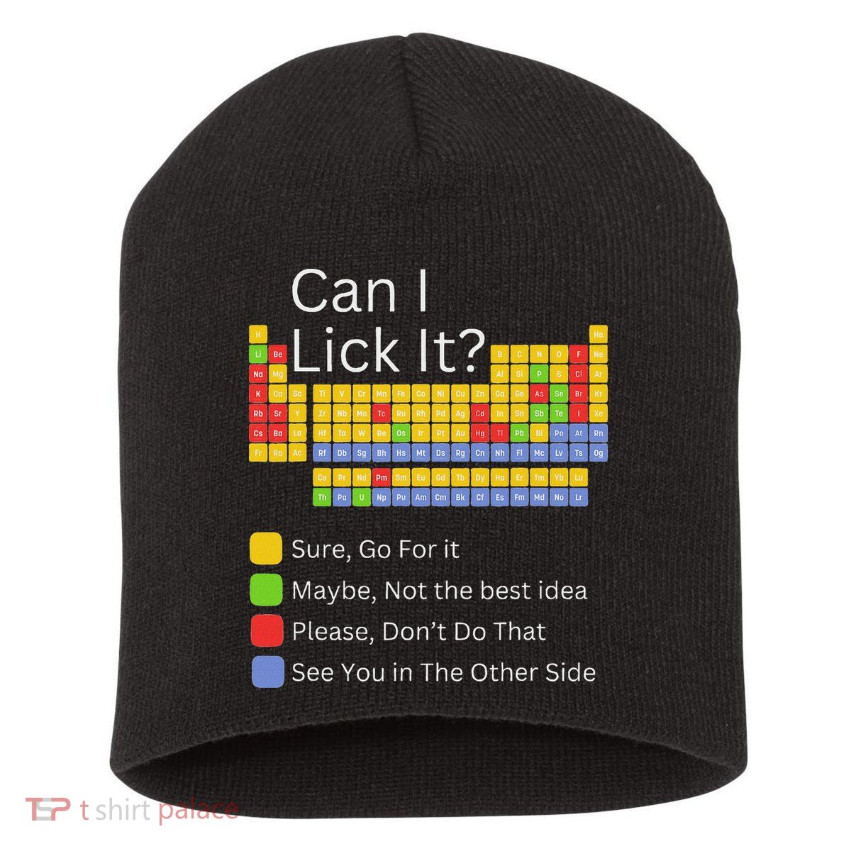 Can I Lick It Funny 100 Days Of School Periodic Table Short Acrylic Beanie