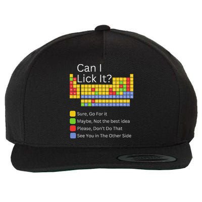 Can I Lick It Funny 100 Days Of School Periodic Table Wool Snapback Cap