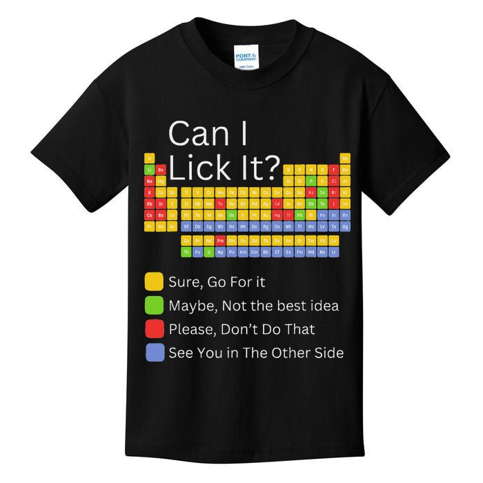 Can I Lick It Funny 100 Days Of School Periodic Table Kids T-Shirt