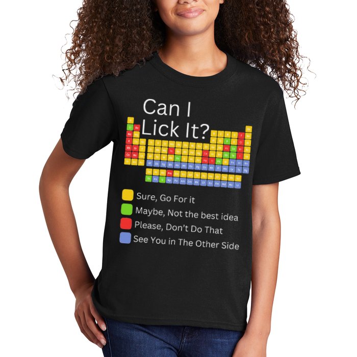 Can I Lick It Funny 100 Days Of School Periodic Table Kids T-Shirt