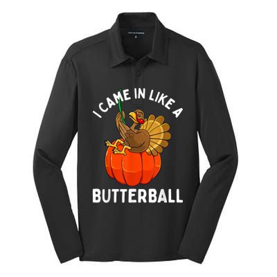 Came In Like A Butterball Funny Thanksgiving Silk Touch Performance Long Sleeve Polo