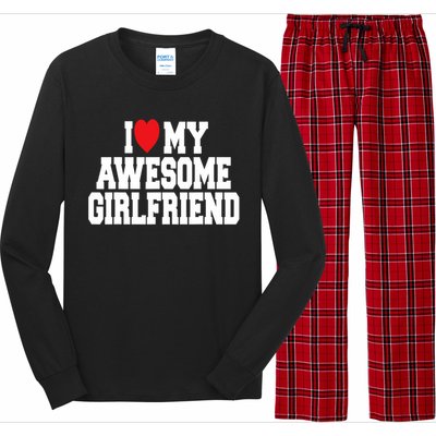 Cute I Love My Awesome Friend Couples Valentines Day Great Gift Long Sleeve Pajama Set