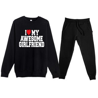 Cute I Love My Awesome Friend Couples Valentines Day Great Gift Premium Crewneck Sweatsuit Set