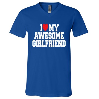 Cute I Love My Awesome Friend Couples Valentines Day Great Gift V-Neck T-Shirt