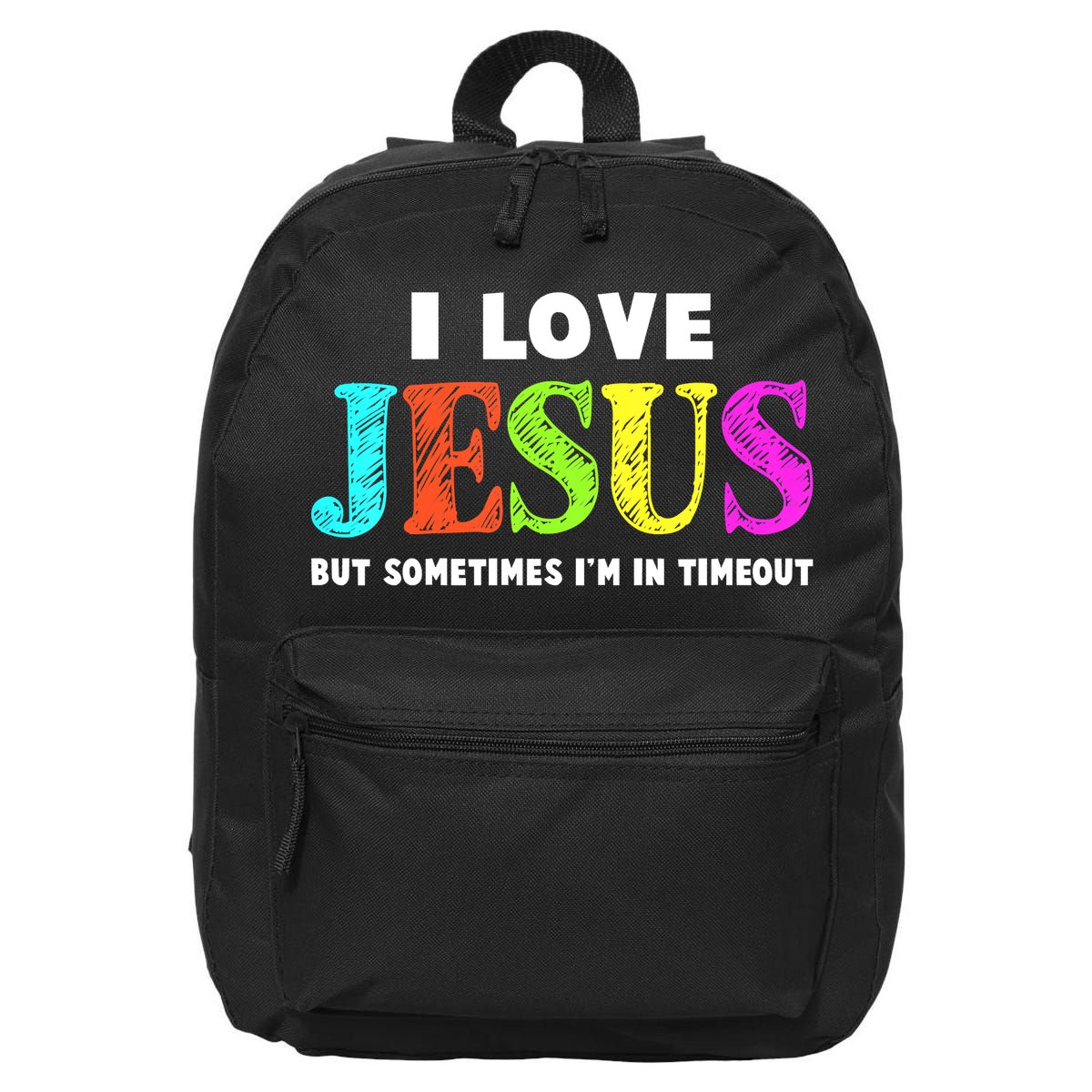 Cute I Love Jesus Funny Christian Faith 16 in Basic Backpack