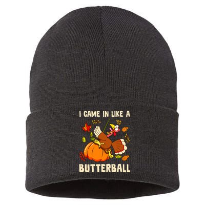 Came In Like A Butterball Funny Thanksgiving Sustainable Knit Beanie