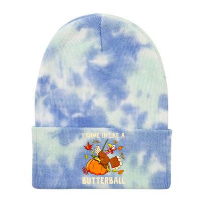 Came In Like A Butterball Funny Thanksgiving Tie Dye 12in Knit Beanie