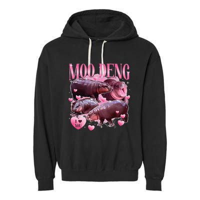 Cute I Love Moo Deng Baby Hippo Moo Deng I Heart Moo Deng Garment-Dyed Fleece Hoodie