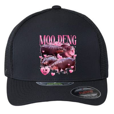 Cute I Love Moo Deng Baby Hippo Moo Deng I Heart Moo Deng Flexfit Unipanel Trucker Cap