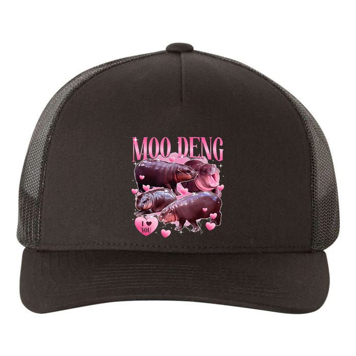 Cute I Love Moo Deng Baby Hippo Moo Deng I Heart Moo Deng Yupoong Adult 5-Panel Trucker Hat