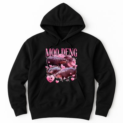 Cute I Love Moo Deng Baby Hippo Moo Deng I Heart Moo Deng Hoodie