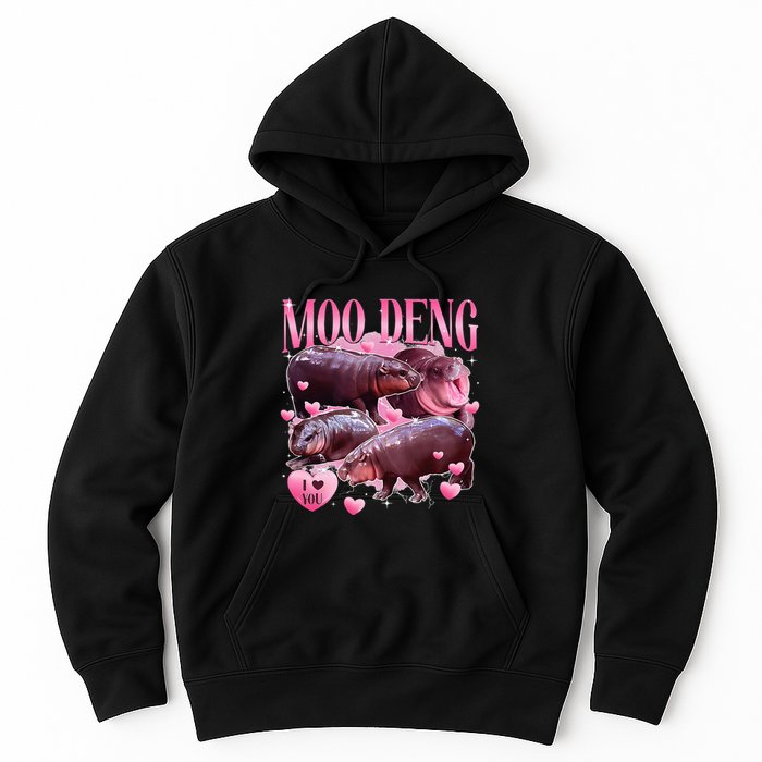 Cute I Love Moo Deng Baby Hippo Moo Deng I Heart Moo Deng Hoodie