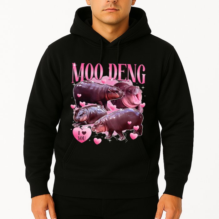 Cute I Love Moo Deng Baby Hippo Moo Deng I Heart Moo Deng Hoodie