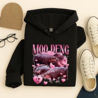 Cute I Love Moo Deng Baby Hippo Moo Deng I Heart Moo Deng Hoodie