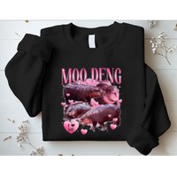 Cute I Love Moo Deng Baby Hippo Moo Deng I Heart Moo Deng Sweatshirt