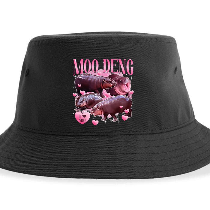 Cute I Love Moo Deng Baby Hippo Moo Deng I Heart Moo Deng Sustainable Bucket Hat