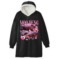 Cute I Love Moo Deng Baby Hippo Moo Deng I Heart Moo Deng Hooded Wearable Blanket