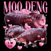 Cute I Love Moo Deng Baby Hippo Moo Deng I Heart Moo Deng 7-Panel Snapback Hat