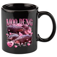 Cute I Love Moo Deng Baby Hippo Moo Deng I Heart Moo Deng 11oz C Handle Ceramic Mug