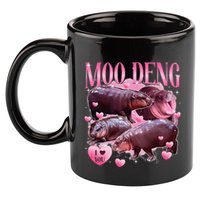 Cute I Love Moo Deng Baby Hippo Moo Deng I Heart Moo Deng 11oz C Handle Ceramic Mug