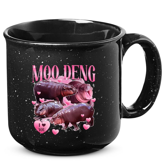 Cute I Love Moo Deng Baby Hippo Moo Deng I Heart Moo Deng 15oz Campfire Ceramic Mug
