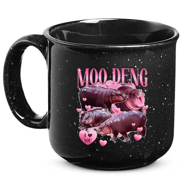 Cute I Love Moo Deng Baby Hippo Moo Deng I Heart Moo Deng 15oz Campfire Ceramic Mug
