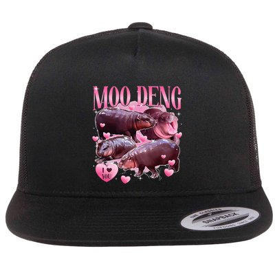 Cute I Love Moo Deng Baby Hippo Moo Deng I Heart Moo Deng Flatbill Hat
