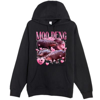 Cute I Love Moo Deng Baby Hippo Moo Deng I Heart Moo Deng Premium Pullover Hoodie