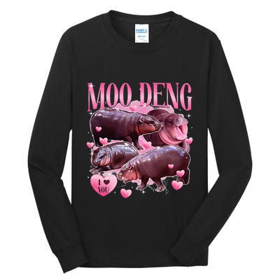 Cute I Love Moo Deng Baby Hippo Moo Deng I Heart Moo Deng Tall Long Sleeve T-Shirt