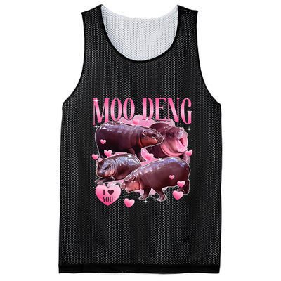 Cute I Love Moo Deng Baby Hippo Moo Deng I Heart Moo Deng Mesh Reversible Basketball Jersey Tank
