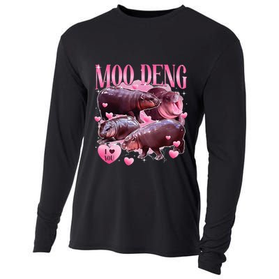 Cute I Love Moo Deng Baby Hippo Moo Deng I Heart Moo Deng Cooling Performance Long Sleeve Crew