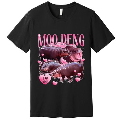 Cute I Love Moo Deng Baby Hippo Moo Deng I Heart Moo Deng Premium T-Shirt