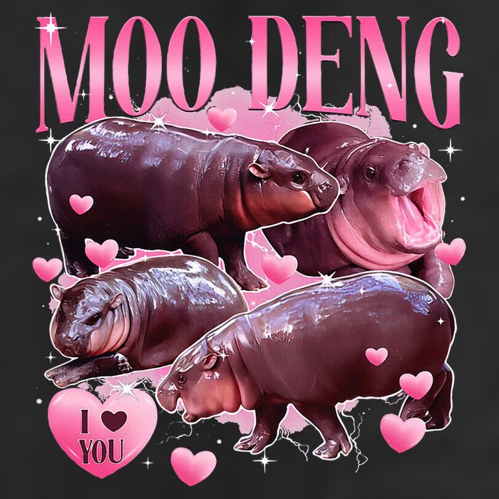Cute I Love Moo Deng Baby Hippo Moo Deng I Heart Moo Deng 25L Jumbo Tote