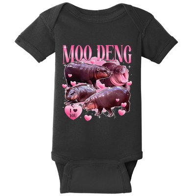 Cute I Love Moo Deng Baby Hippo Moo Deng I Heart Moo Deng Baby Bodysuit