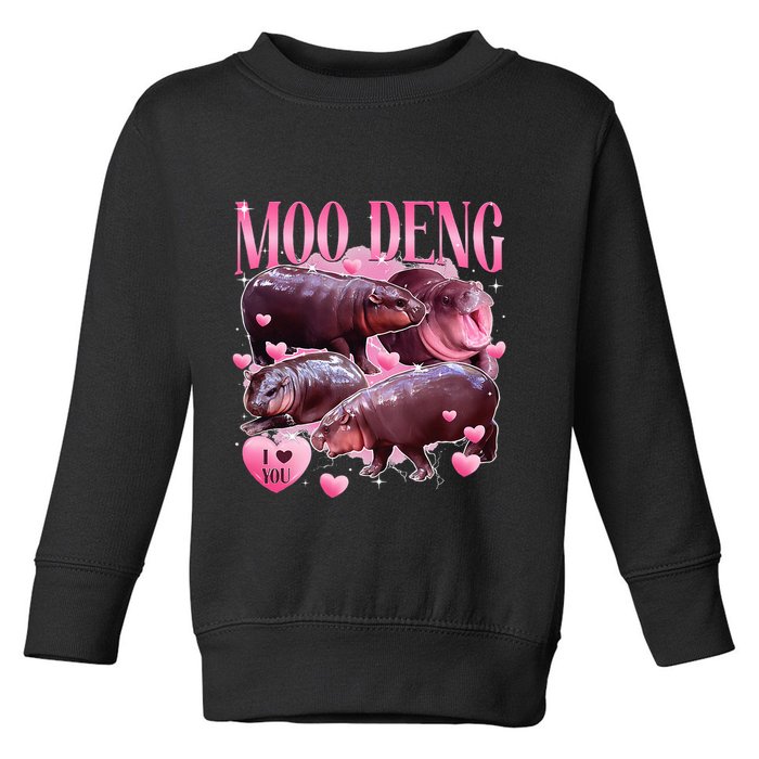 Cute I Love Moo Deng Baby Hippo Moo Deng I Heart Moo Deng Toddler Sweatshirt