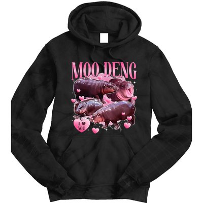 Cute I Love Moo Deng Baby Hippo Moo Deng I Heart Moo Deng Tie Dye Hoodie