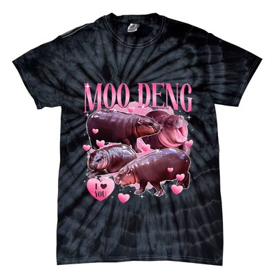 Cute I Love Moo Deng Baby Hippo Moo Deng I Heart Moo Deng Tie-Dye T-Shirt